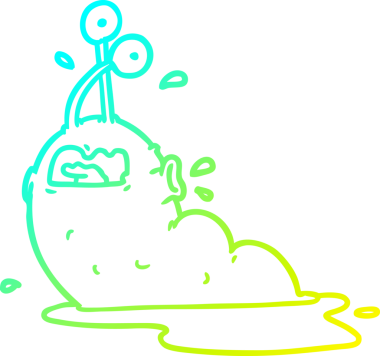 Bir insan tarafından çizilmiş iğrenç bir çizgi film sümüklüböceğinin soğuk gradyan çizimi.