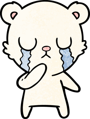 Bir insan tarafından çizilmiş ağlayan kutup ayısı çizgi filmi.