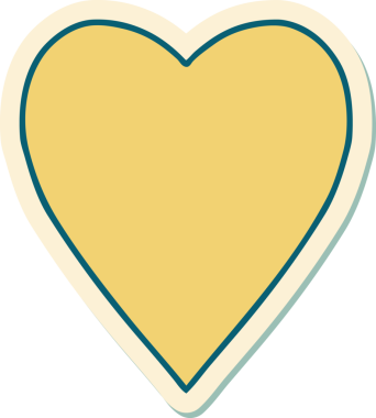 Bir insan tarafından çizilmiş geleneksel bir kalp şeklinde dövme çıkartması.