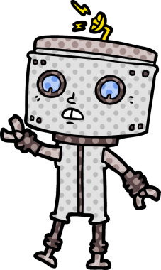 Bir insan tarafından çizilmiş çizgi film robotu