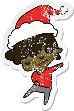 Bir insan tarafından çizilmiş Kawai çocuğunun, sıkıntılı yılbaşı çıkartması.