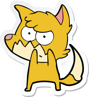 Bir insan tarafından çizilmiş, kızgın tilki çıkartması.