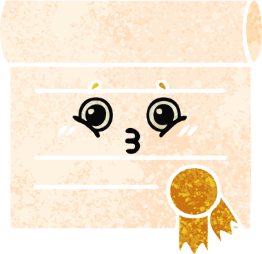 Bir insan tarafından çizilmiş bir sertifikanın retro illüstrasyon tarzı karikatürü