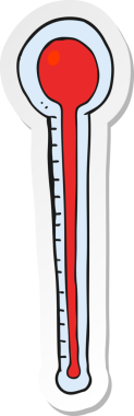 Bir insan tarafından çizilmiş karikatür termometresinin etiketi.