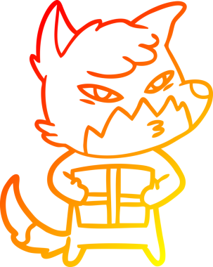 Bir insan tarafından çizilmiş akıllı bir tilkinin sıcak çizgi çizimi