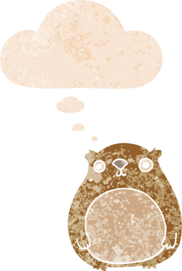 Düşünce baloncuğu ve grunge ile çizgi film ayısı bir insan tarafından çizilmiş tedirgin geçmiş doku