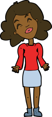 Bir insan tarafından çizilmiş omuz silken çizgi filmdeki kadın.