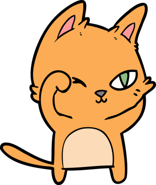 Bir insan tarafından çizilmiş çizgi film kedisi.