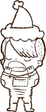 Bir insan tarafından çizilen Noel Kadını Kömür Çizimi