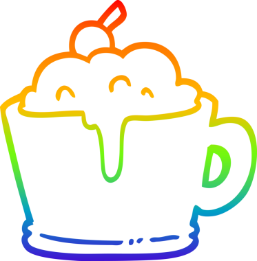 gökkuşağı gradyan çizgi çizimi bir insan tarafından çizilmiş süslü mocha kahve