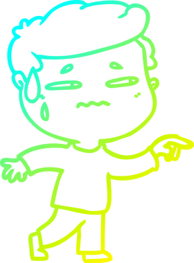 Bir insan tarafından çizilmiş, kaygılı bir çizgi film çizimi.