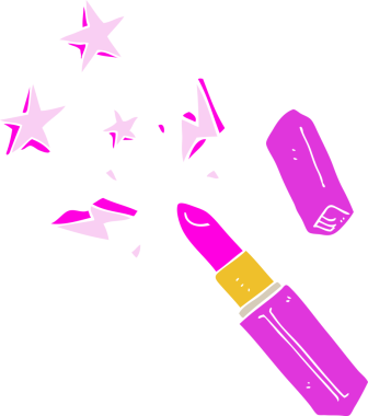 Bir insan tarafından çizilmiş canlı rujun düz renk çizimi