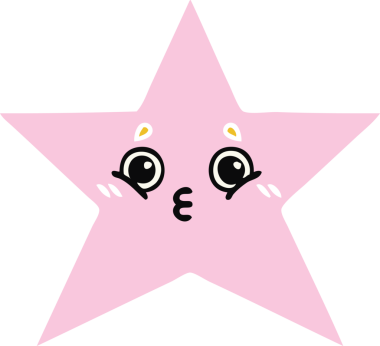 Bir insan tarafından çizilmiş yıldız balığının düz renkli retro karikatürü