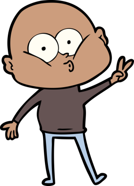 Bir insan tarafından çizilmiş kel bir adam.