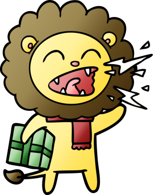 Bir insan tarafından çizilmiş, kükreyen bir aslan.