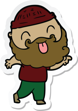 Bir insan tarafından çizilmiş sakallı bir adamın çıkartması.