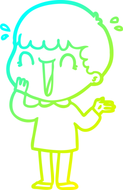 Bir insan tarafından çizilmiş gülen bir çizgi film karakterinin soğuk gradyan çizgisi.