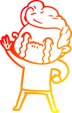 Bir insan tarafından çizilmiş ağlayan bir çizgi film karakteri çizimi.