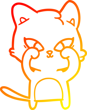 Bir insan tarafından çizilmiş sevimli bir çizgi film kedisinin sıcak çizgi çizgisi.