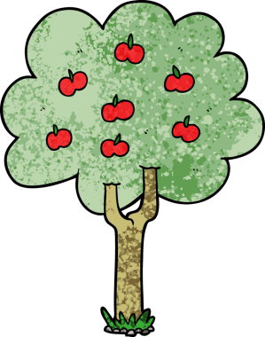 bir insan tarafından çizilmiş elma ağacı.