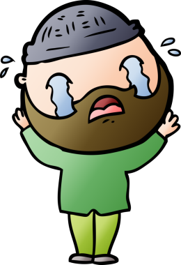 Çizgi film sakallı adam bir insan tarafından çizilmiş ağlıyor.