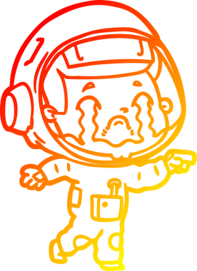 Bir insan tarafından çizilmiş, ağlayan bir astronotun sıcak çizgi çizimi