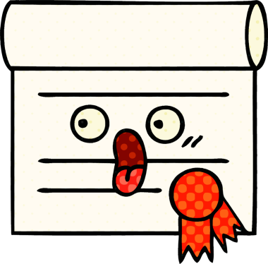 bir insan tarafından çizilmiş bir sertifikanın çizgi roman tarzı