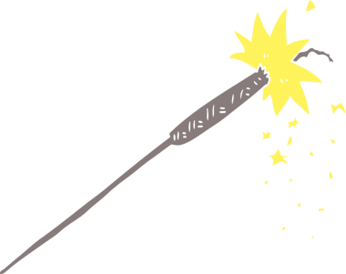 Bir insan tarafından çizilmiş havai fişeğin düz renk çizimi