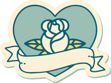 Bir insan tarafından çizilmiş, geleneksel kalp şeklinde dövme çıkartması.