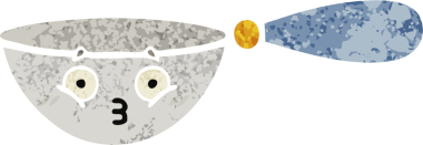 Bir insan tarafından çizilmiş bir ölçüm kaşığının retro çizim tarzı karikatürü