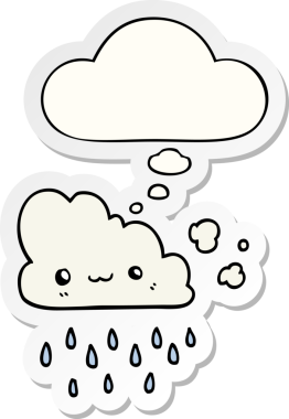 Düşünce baloncuklu karikatür fırtına bulutu insan tarafından çizilmiş bir çıkartma.