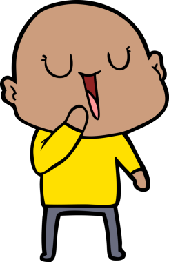 Bir insan tarafından çizilmiş mutlu, kel adam.