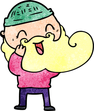 Bir insan tarafından çizilmiş mutlu sakallı adam.