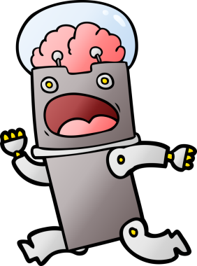 Bir insan tarafından çizilmiş çizgi film robotu