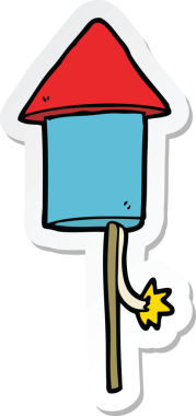 Bir insan tarafından çizilmiş havai fişek çıkartması.