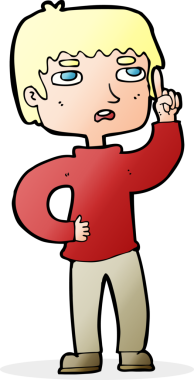 Bir insan tarafından çizilmiş soru işaretli çizgi film çocuğu.