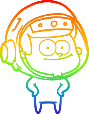 gökkuşağı gradyan çizimi mutlu bir astronot çizgi filmi bir insan tarafından çizildi