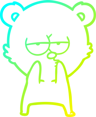 Sıkılmış bir ayı karikatürünün insan tarafından çizilmiş soğuk gradyan çizgisi