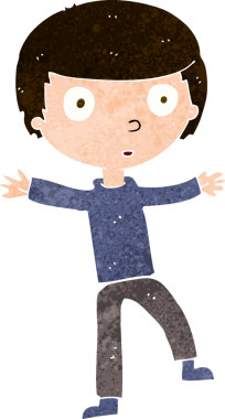 Çizgi film bir insan tarafından çizilmiş ürkmüş çocuk.