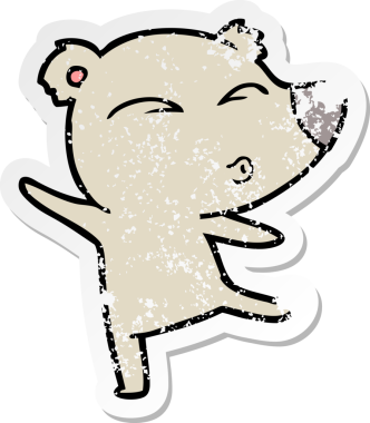 Bir insan tarafından çizilmiş ıslık çalan bir ayının sıkıntılı çıkartması.