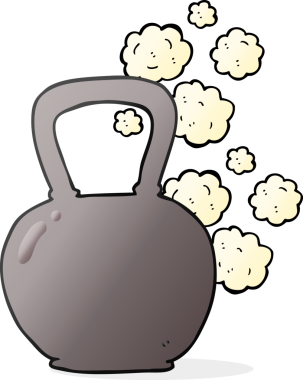 Bir insan tarafından çizilmiş karikatür çaydanlık çanı