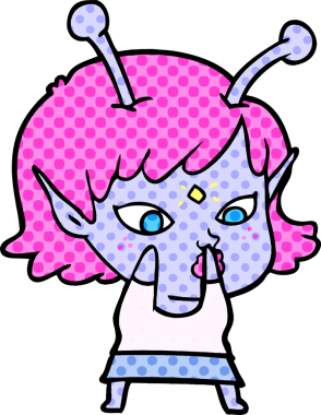 Bir insan tarafından çizilmiş güzel uzaylı kız.