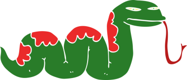 Bir insan tarafından çizilmiş düz renkli sürünen yılan.