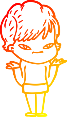 Bir insan tarafından çizilmiş mutlu bir kadının çizgi çizimi.