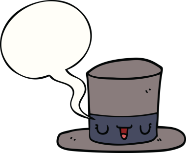 Bir insan tarafından çizilmiş, konuşma baloncuklu bir şapka.