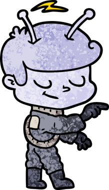 Bir insan tarafından çizilmiş dost canlısı çizgi film uzay adamı.