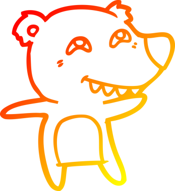 Bir insan tarafından çizilmiş dişleri gösteren bir kutup ayısının sıcak çizgi çizimi