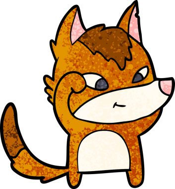 Bir insan tarafından çizilmiş tilki çizgi film karakteri