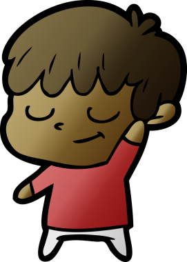 Bir insan tarafından çizilmiş mutlu çizgi film çocuğu.