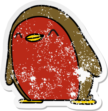 Bir insan tarafından çizilmiş serbest sticker çizgi film Şirin kawaii kırmızı robin